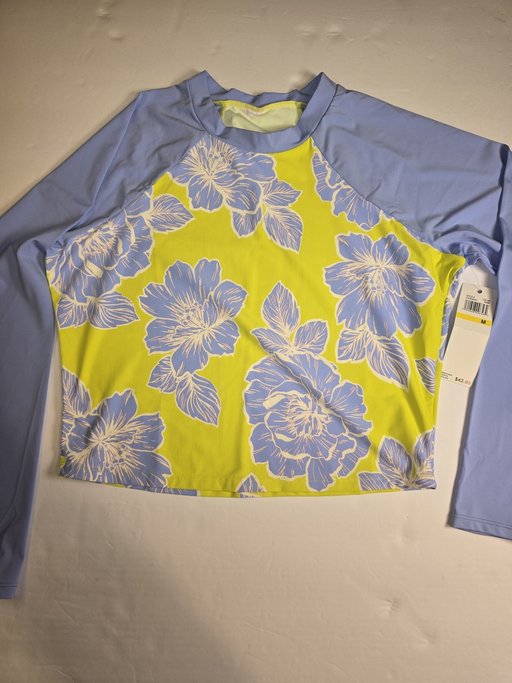Catalina Yellow & Light Blue Floral Long-Sleeve Swim Top